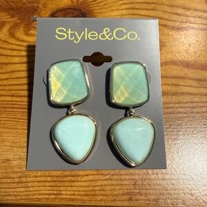 Style & Co. Aqua and Gold Geometric Earrings